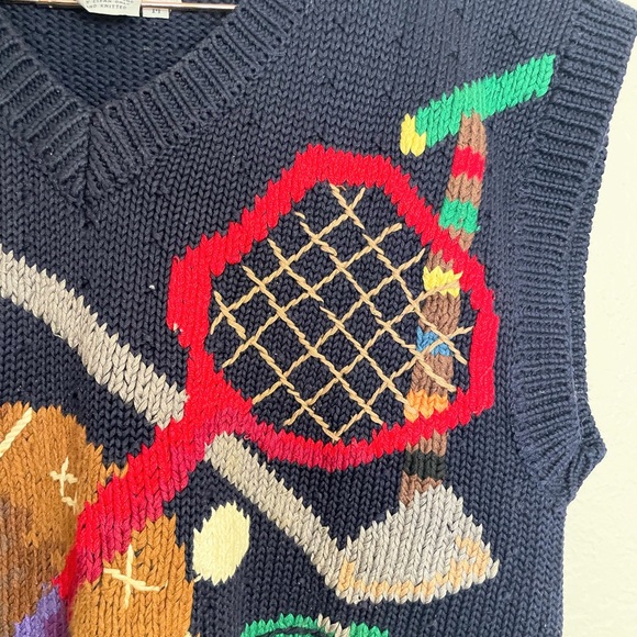 Vintage Traditional Trading Co Hand Knit Sports Sweater Vest Medium 100% Cotton - Picture 3 of 10